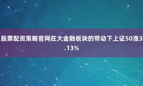 股票配资策略官网在大金融板块的带动下上证50涨3.13%